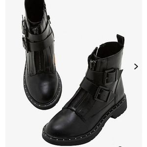 Studded & buckled combat boots